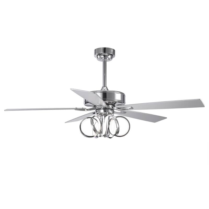 52" Modern Unique Dimmable LED Reversible Motor Ceiling Fan with Light and Remote - 52-inch W*19.3-inch H