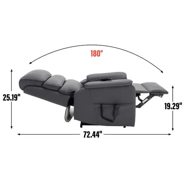 dimension image slide 12 of 18, Dual Motor Power Lift Recliner Chair with Power-Remote & Heat Massage, Electric Leather Adjustable Reclining Sofa