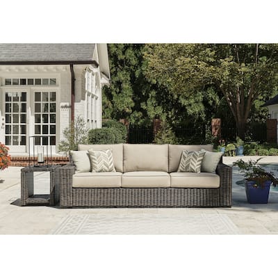 Signature Design by Ashley Coastline Bay Brown Outdoor Sofa with Cushion - 97.38" W x 36" D x 36" H