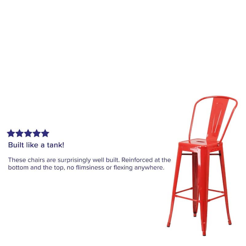 30'' High Metal Indoor-Outdoor Barstool with Back