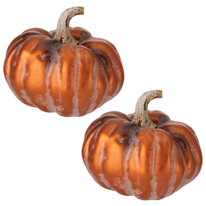 6" Autumn Pumpkin Set of 2 - strofoam:90% plastic:10%