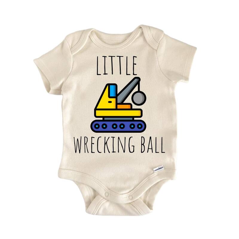 Wrecking Ball Construction - Baby Bodysuit - Newborn - White