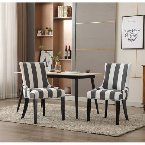 Fabric Dinng Chair with Nailheads Style, Living Room Chair, Set of 2