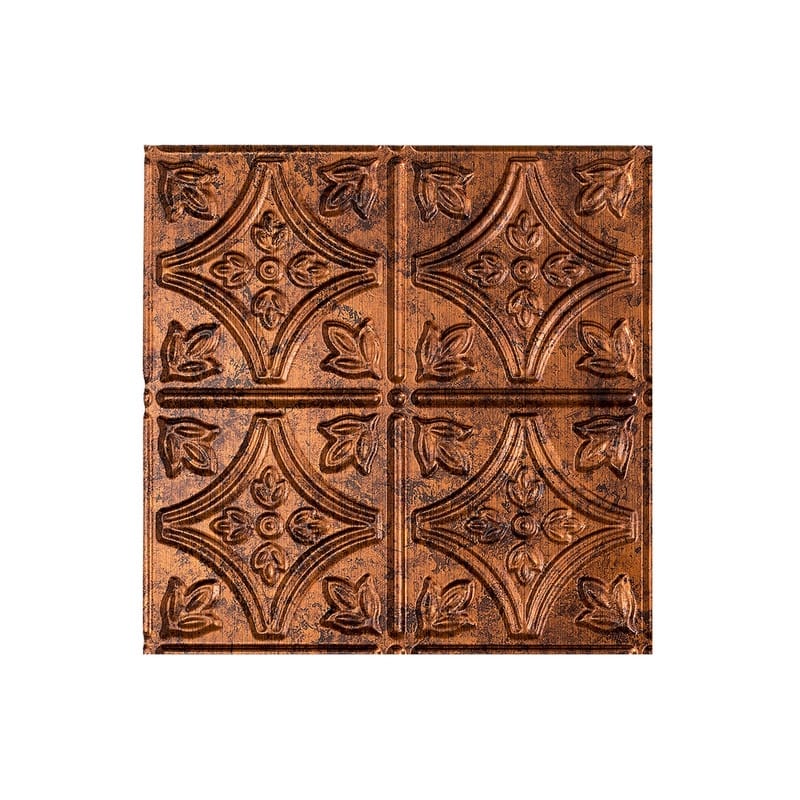 FASÄDE Traditional Style1 Decorative Vinyl 2ft x 4ft Glue Up Ceiling Panel in Moonstone Copper (5 Pack) - 12in x 12in Sample - Moonstone Copper
