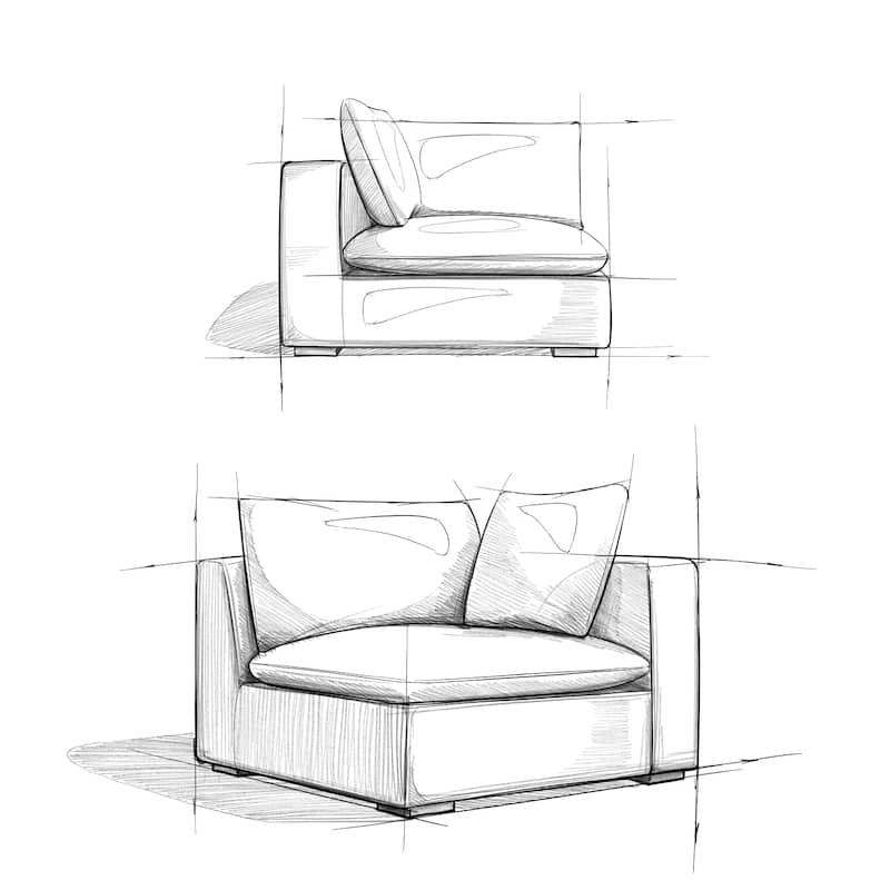 WyndenHall Marlee Left-Arm Sofa Module in Velvety Chenille Performance Fabric