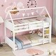 preview thumbnail 1 of 10, White Twin Over Twin House Bunk Bed with Headboards & Ladde White - Twin