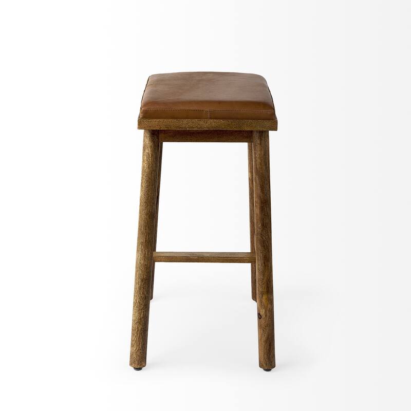 Eliza Leather Seat & Wood Frame Counter/Bar Stool