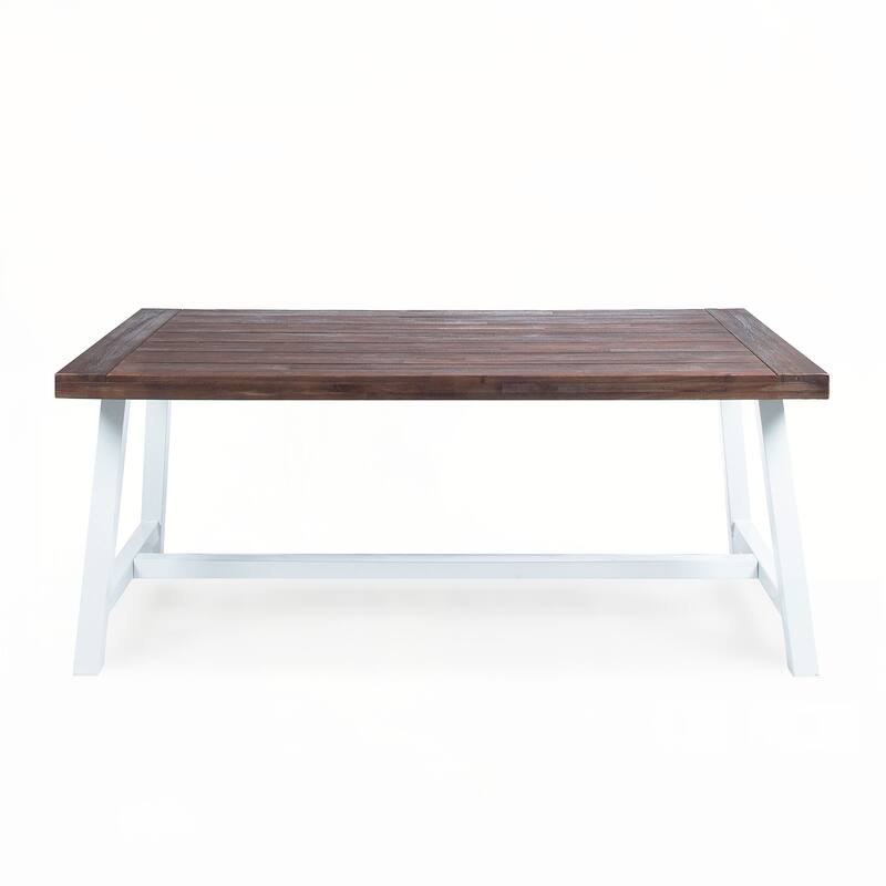 Outdoor Dark Brown Sandblast Finish Acacia Wood Dining Table