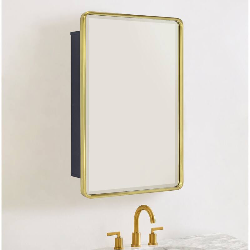 TEHOME Eldee Rectangle Metal Framed Bathroom Medicine Cabinet - 16x24 - Brushed Gold