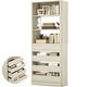 preview thumbnail 15 of 34, 80'' H x 21.3'' W Wood Standard Bookcase with 4 Drawers,Morden Freestanding Storage and Display Bookshelf