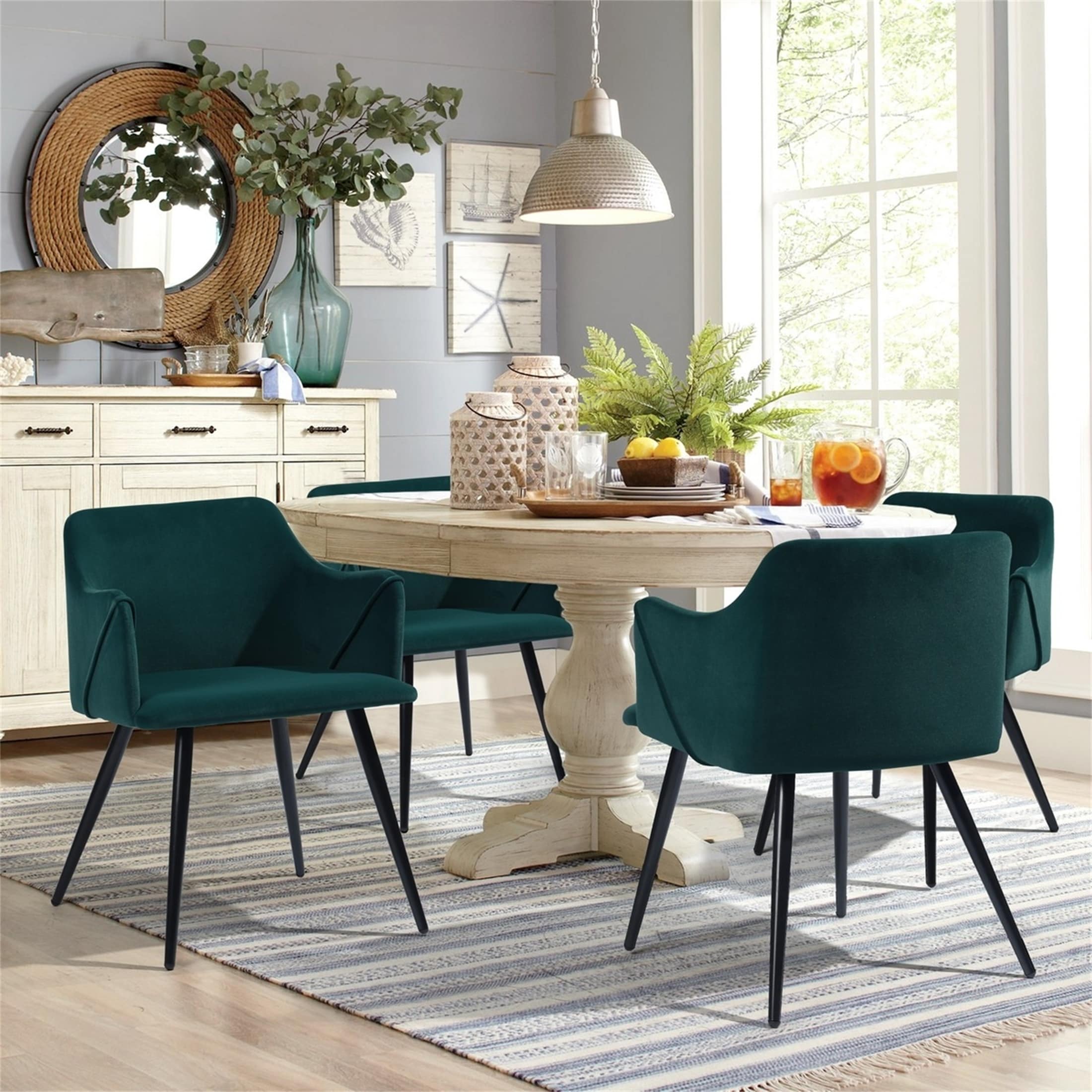 Dark green dining discount chairs