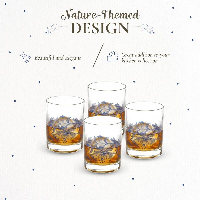 Spode Blue Italian Set of 4 Double Old Fashioned Glasses - 14 oz