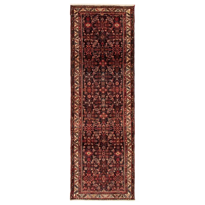 ECARPETGALLERY Hand-knotted Andelz Black, Red Wool Rug - 3'9 x 13'0 - Black/ Red - 3'9 x 13'0