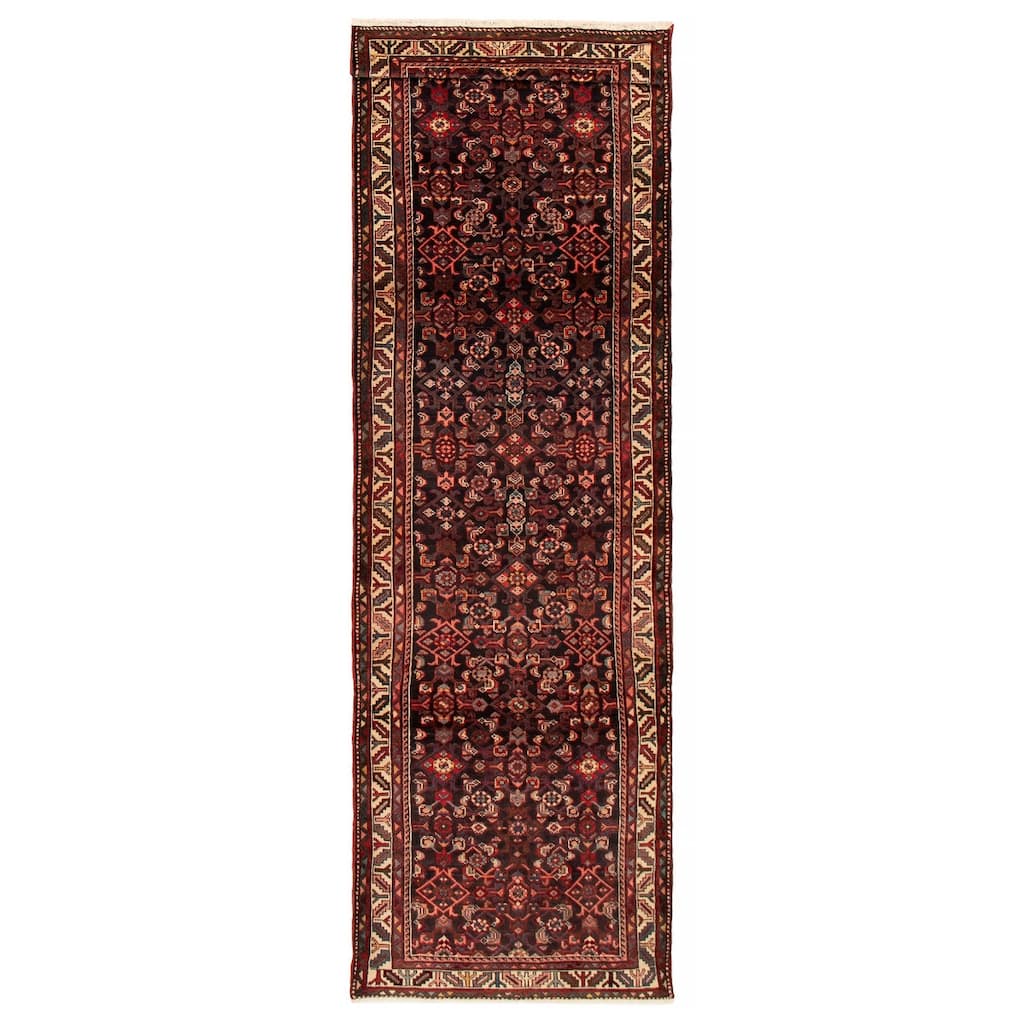 ECARPETGALLERY Hand-knotted Andelz Black, Red Wool Rug - 3'9 x 13'0
