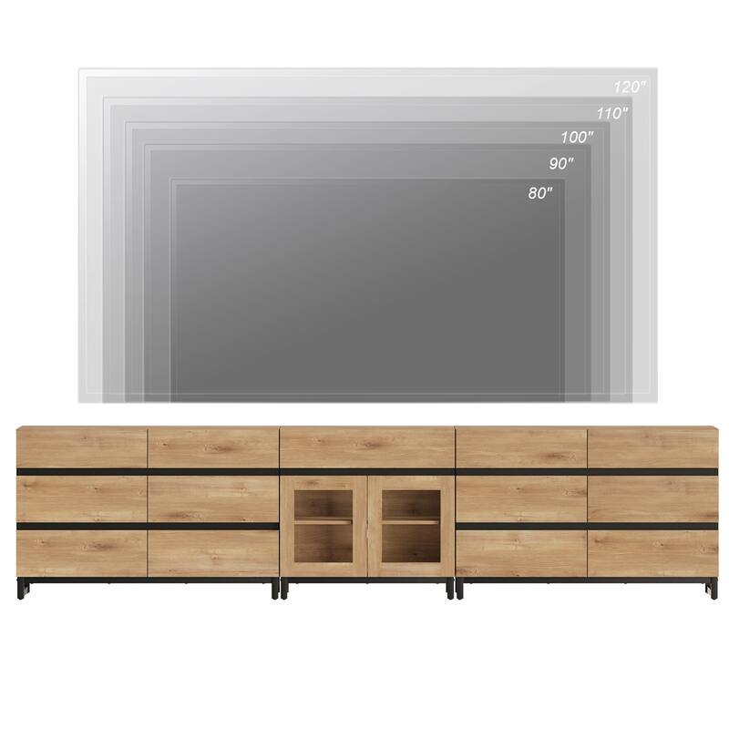 3 in 1 TV Stand for TVs up to 120 inches, TV Console with 12 Drawer, Entertainment Center for Living Room, Bedroom