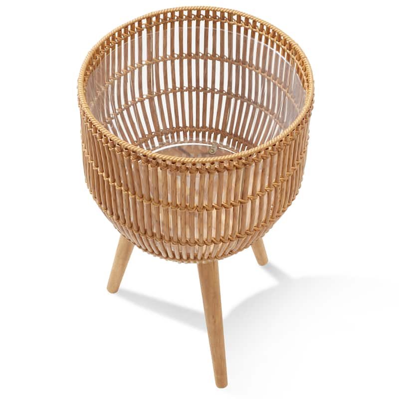 Indoor Planter with Stand Large Rattan Basket for Plants and Flowers