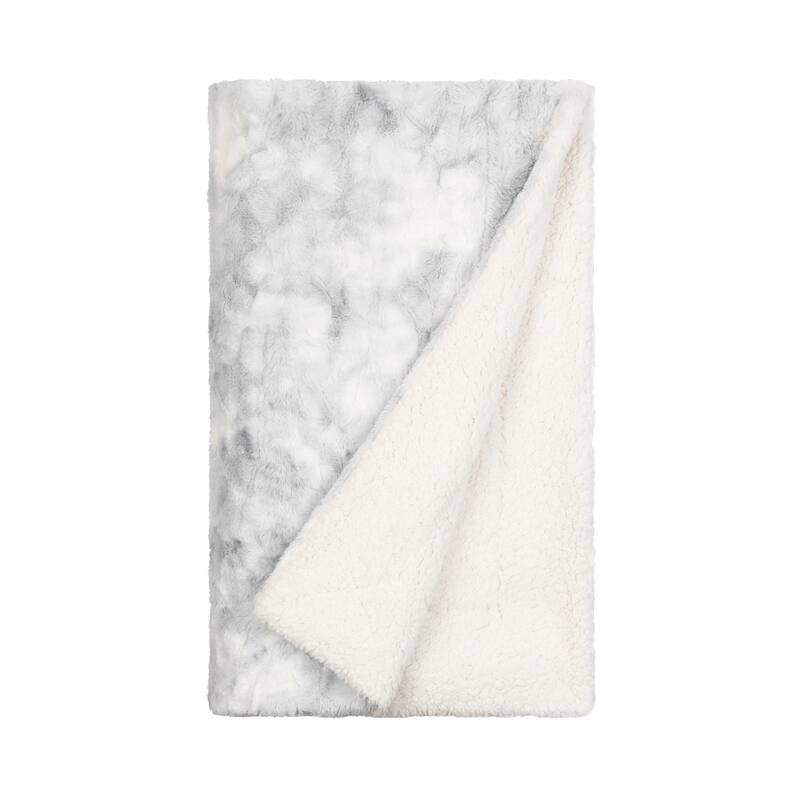 Becky Cameron Synthetic Fur Throw Blanket Light Gray Tie Dye