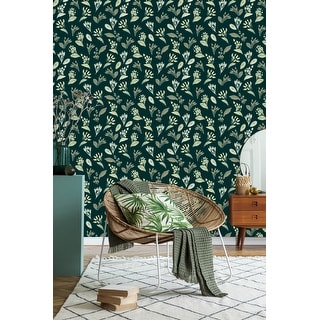 Dark Green Wallpaper Peel and Stick and Prepasted - Bed Bath & Beyond ...