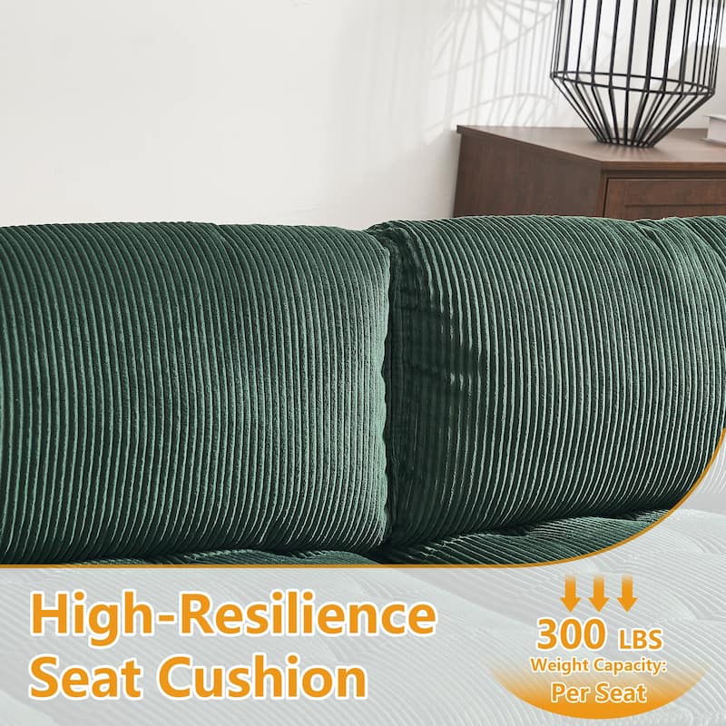 Ergonomic Lounge Modular Couch Corduroy Sectional Sofa with Deep Seat Ottoman Chaise and High-Rebound Thick Cushions