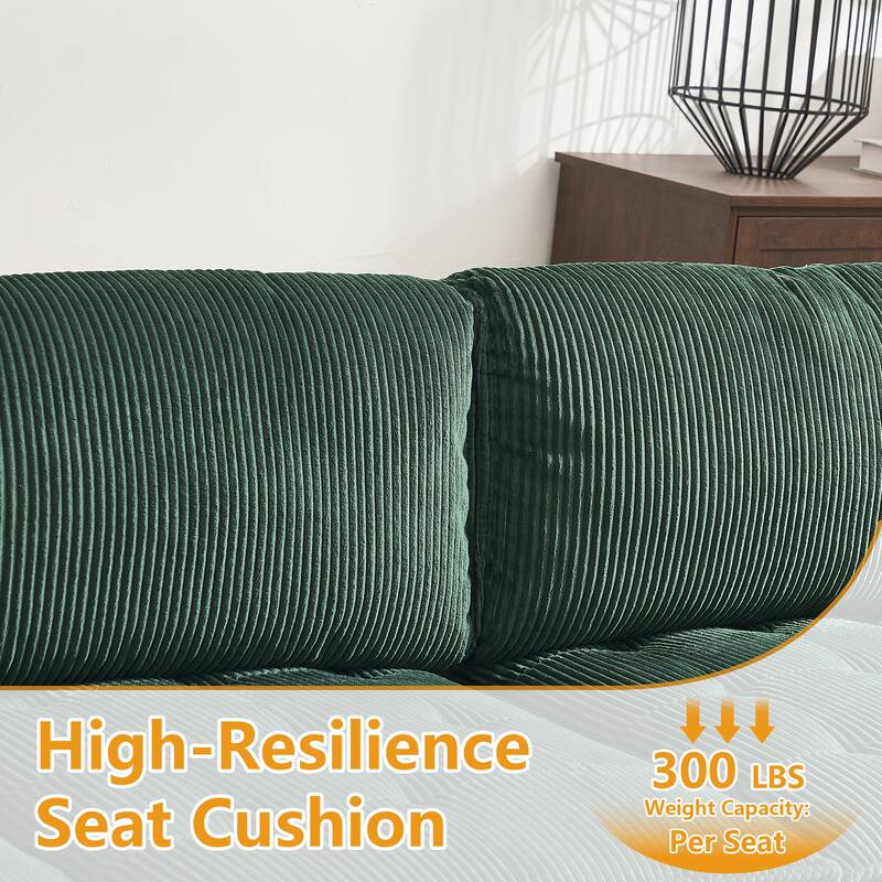 U-Shaped Corduroy Upholstered 6-Seat Convertible Modular Sectional Sofa Fit for Living Room