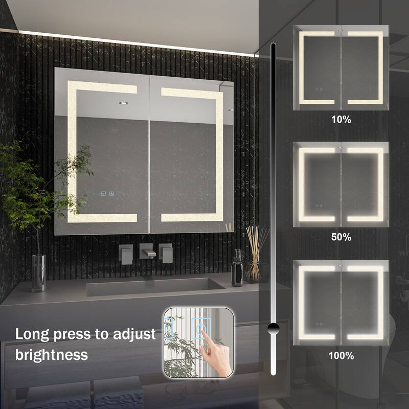 Wall LED Bathroom Cabinet with Lighting and Defogger Medicine Cabinet