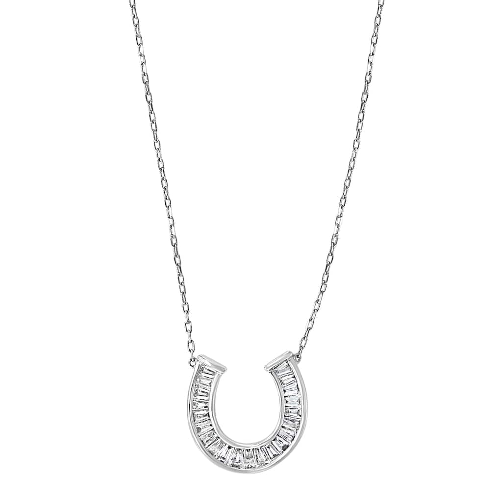 Effy Women's 14K White Gold Diamond Horseshoe Necklace