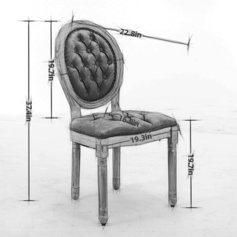 Set of 2 PU Leather Dining Chair with Nailhead Trim