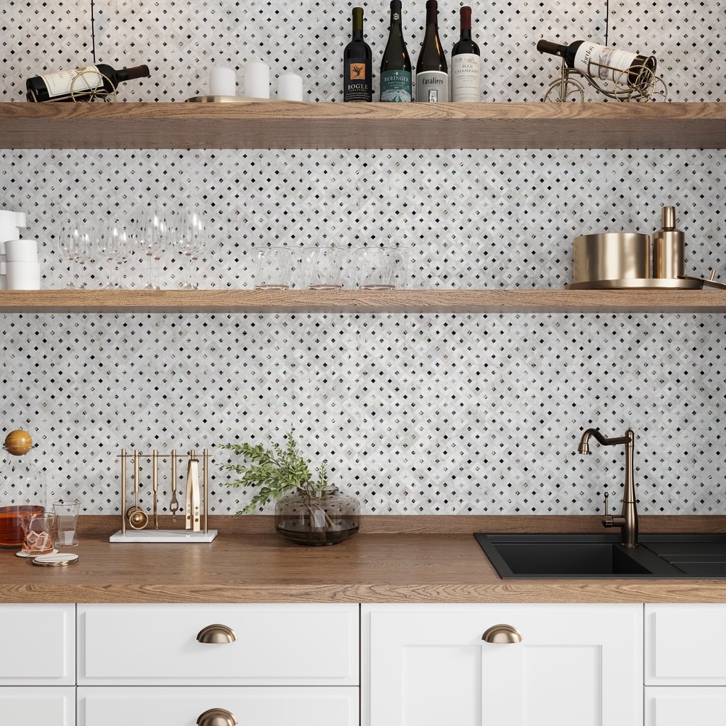 Apollo tile 12" x 12" Sea Kiss Polished White Shell Mother of Pearl Tile (20.33 sq ft/case) - 20 Pack