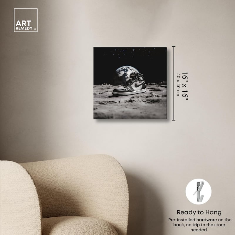 Moon Kicks Canvas by Art Remedy, Gallery Wrapped