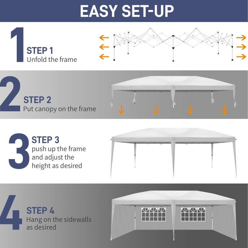 Large Waterproof Outdoor Event Tent 20x10 ft with Windows and Doors Heavy Duty Steel Frame Canopy for Parties Camping