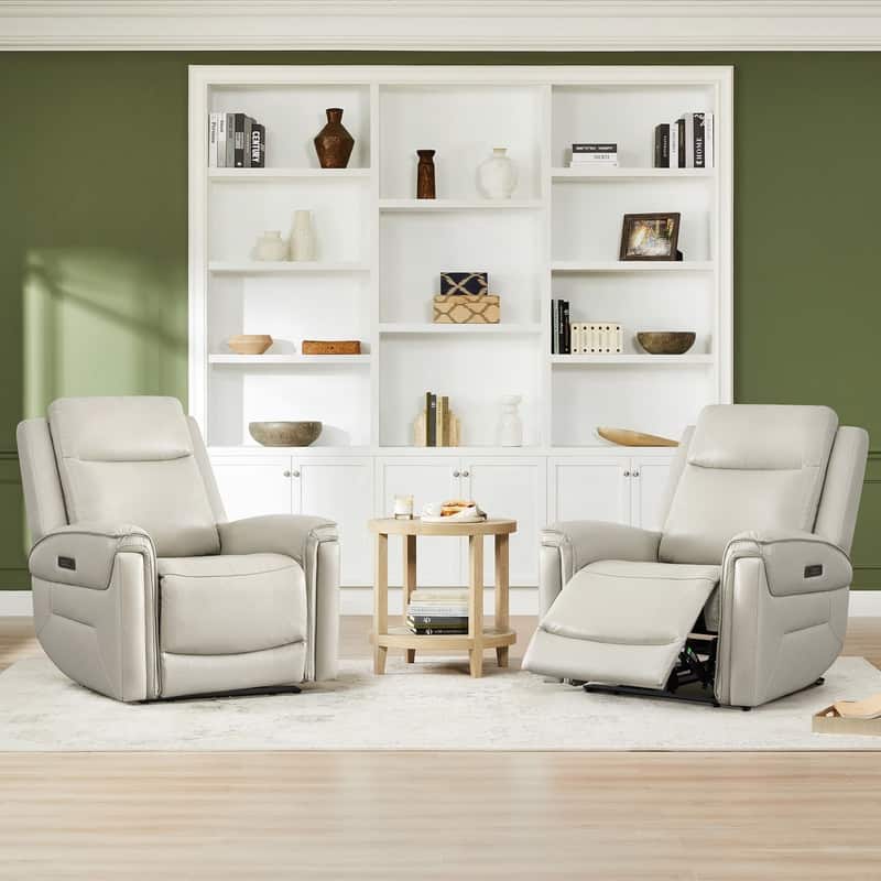 Spruce & Spring Dual Motors Genuine Leather Zero Gravity Recliner with Power Headrest