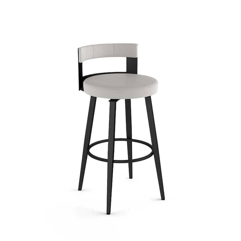 Amisco Paramont Swivel Counter and Bar Stool - N/A - Light Grey Polyester / Black Metal - Counter Height
