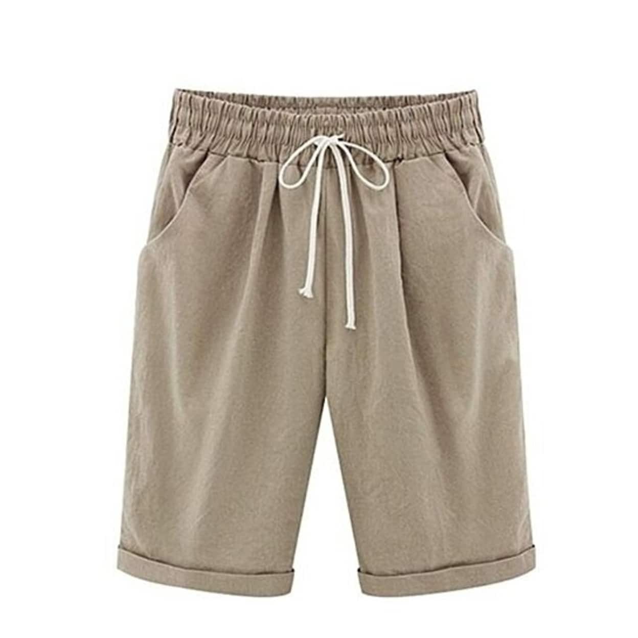 Elastic Waist Knee-Length Bermuda Shorts