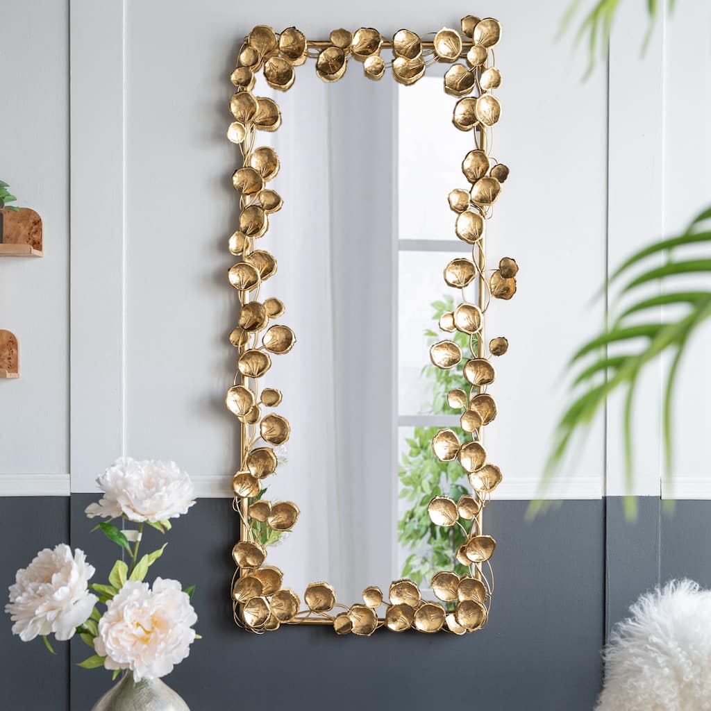 61" x 31" Full Length Mirror with Golden Leaf Accents
