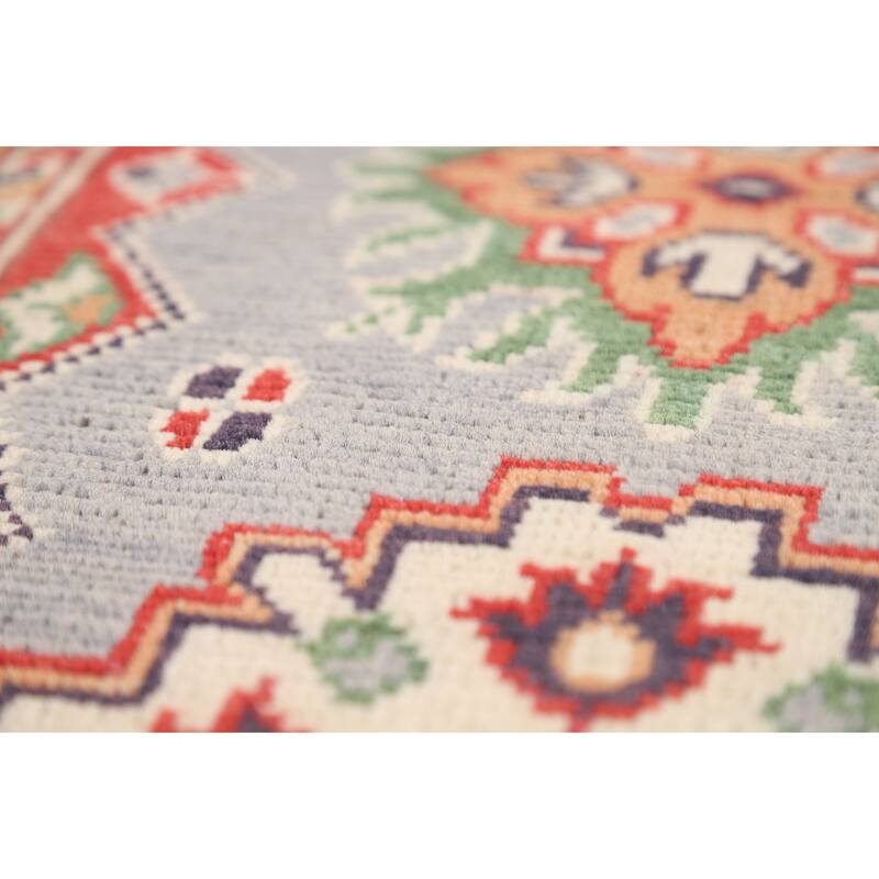 Geometric Kazak Accent Rug Handmade Traditional Wool Carpet - 2'0" x 3'0"