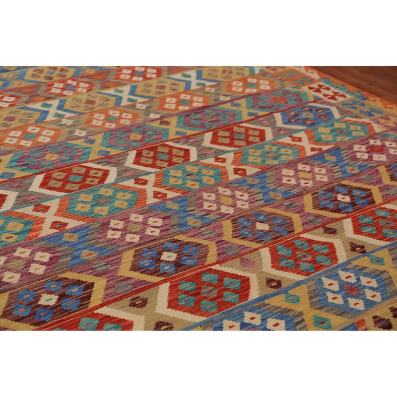 All-Over Kilim Oriental Area Rug Handmade Wool Carpet - 8'5"x 11'2"