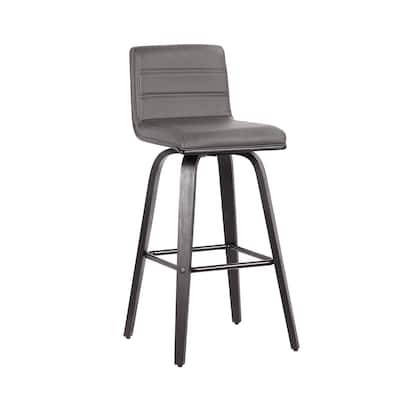 HomeRoots 39" Gray And Black Iron Swivel Low Back Bar Height Chair With Footrest - 17