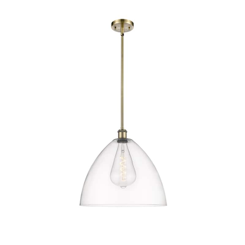Innovations Lighting Bristol Glass 1 Light 16" Pendant - Antique Brass/Brushed Brass