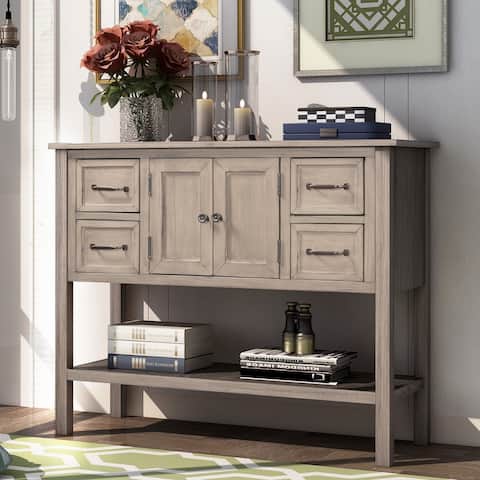 43" Modern Gray Enterway Console Table with 4 Drawers and Shelf