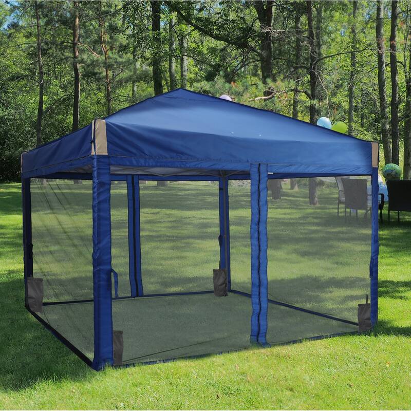 Aoodor 10 x 10 FT Pop Up Canopy Tent Portable Instant Shade Canopy with Netting for Camping, Party and Other Outdoor Events