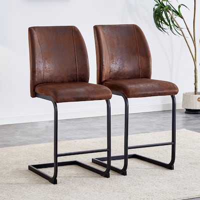 Dining Chairs with Suede Cushions And Black Metal Legs (Set Of 2)