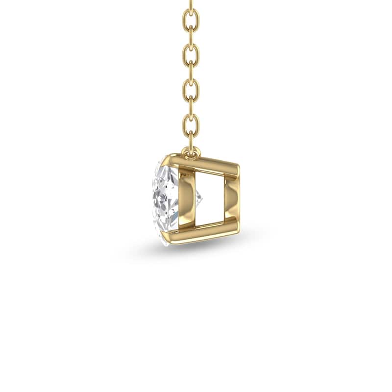 Marquee Lab Grown 3/4 CTW Floating Oval Diamond Solitaire Pendant in 14K Yellow Gold