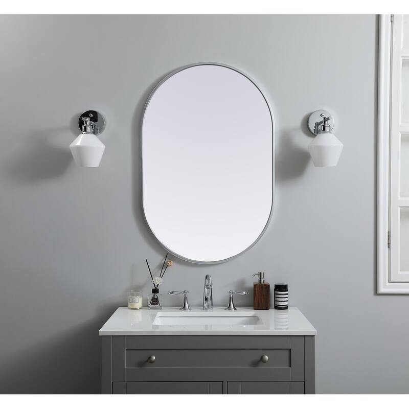Indigo Home Metal Frame Oval Mirror 24x36 Inch