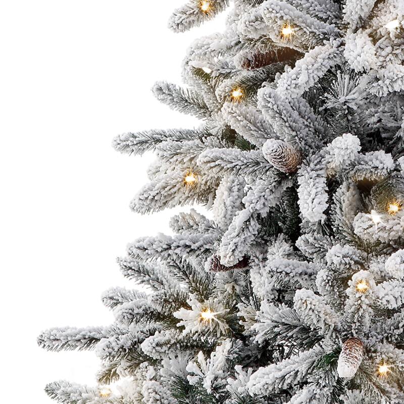 Puleo International 6.5 ft. Pre-lit Flocked ‎Bennington Fir Artificial Christmas Tree