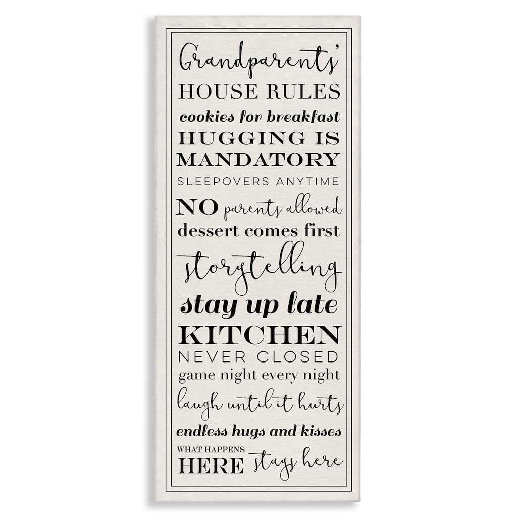 Stupell Grandparents House Rules Wall Art - Black