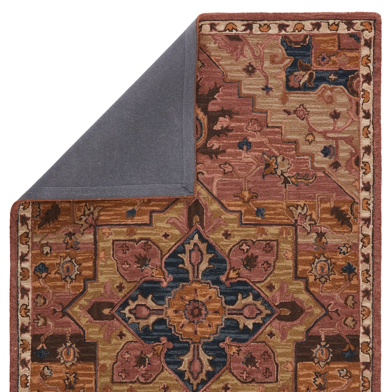 Cressida Handmade Medallion Dark Pink/ Blue Area Rug