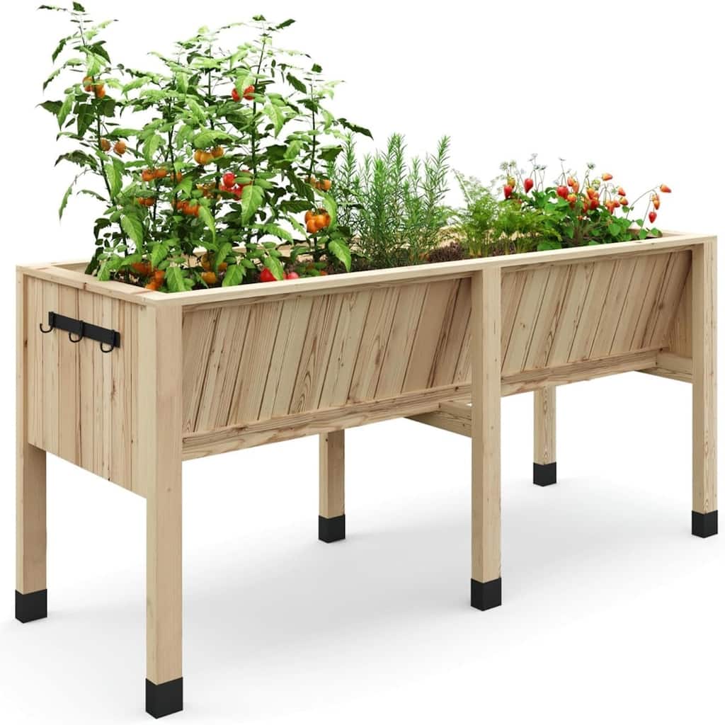 45x23x30 in Elevated Cedar Planter Box with Legs Deep Raised Garden Bed for Vegetables and Herbs