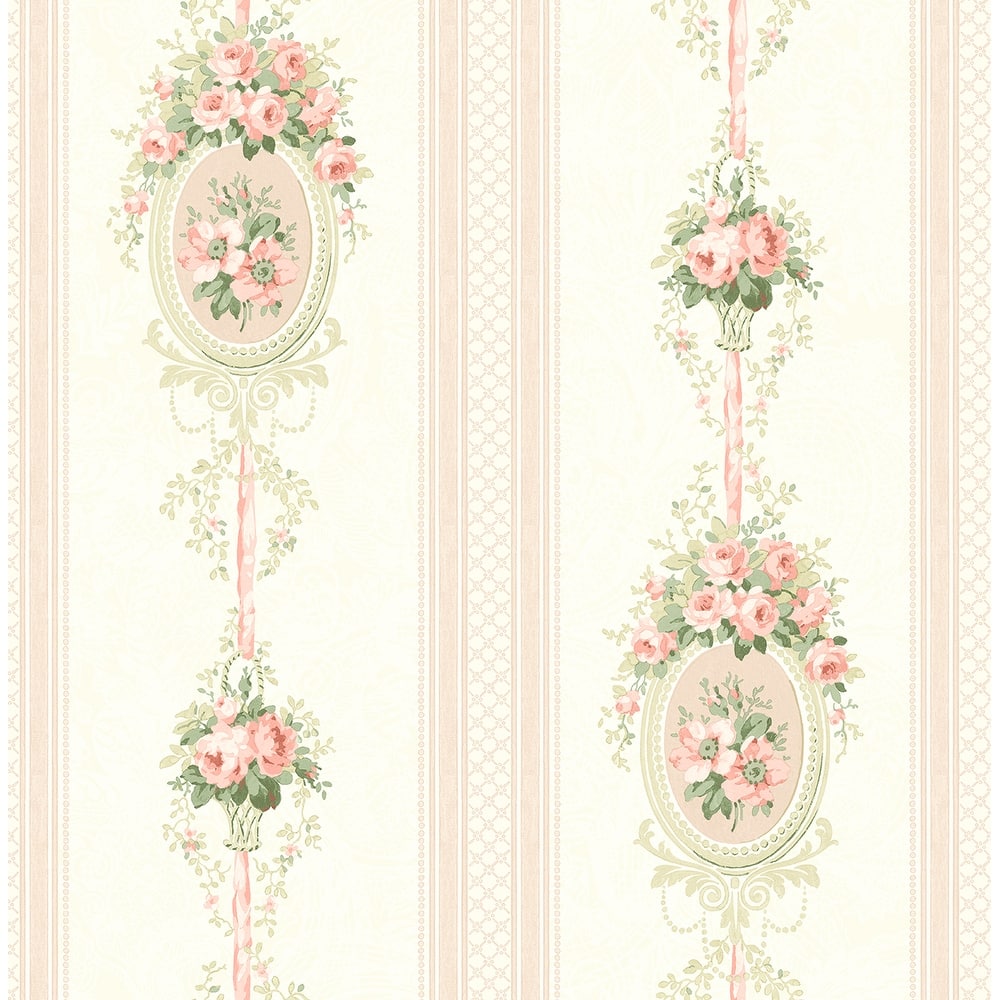 Seabrook Designs Yvette Cameo Stripe Unpasted Wallpaper