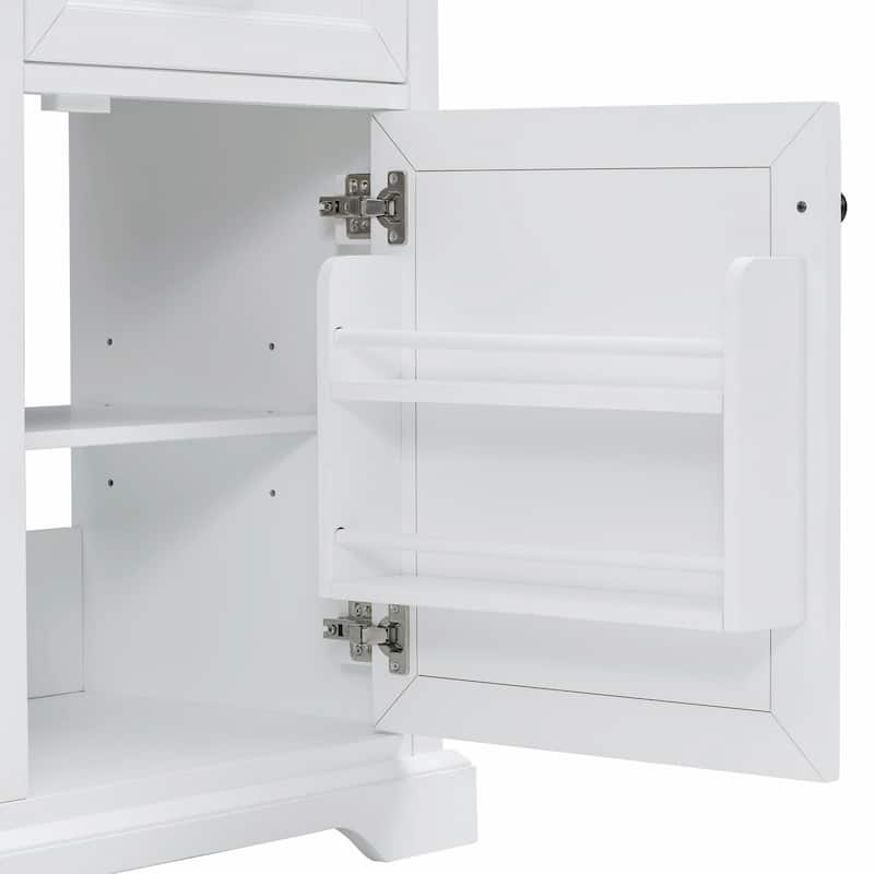 36-Inch Bathroom Vanity with Ceramic Sink Top - 4 Drawers and 1 Soft-Close Door