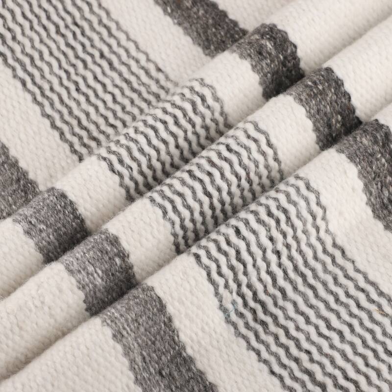 Sevita Farmhouse Striped Hand-Woven Indoor/Outdoor Throw Pillow